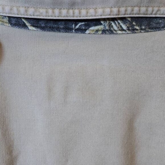 Cabelas Mens Shooting Shirt L Tall Button Up Quilted Shoulder Camo Tan Canvas - Picture 9 of 14